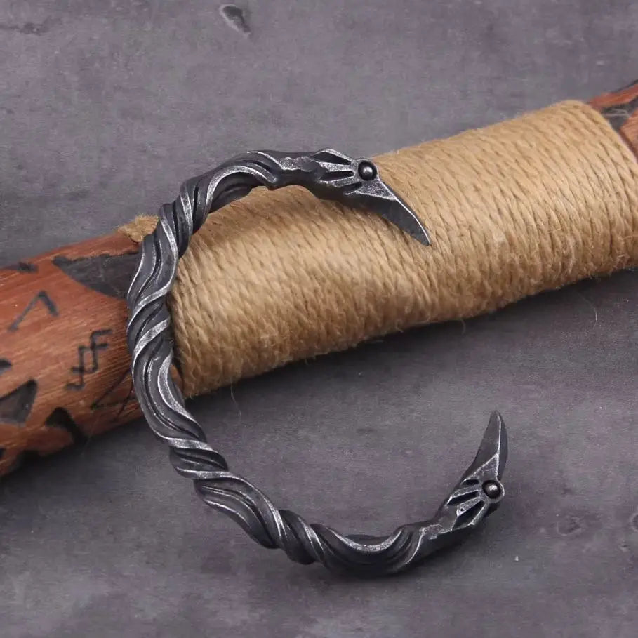 Nordic Raven Torque Bracelet – Men’s Viking Stainless Steel Cuff