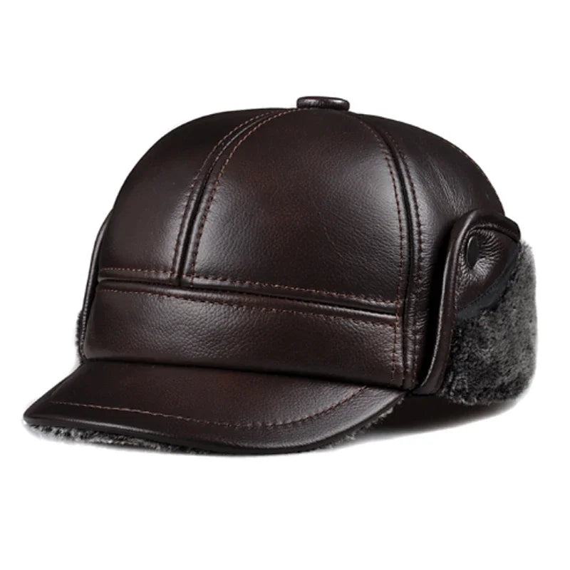 Veracruz Leather Bomber Cap — Faux Fur