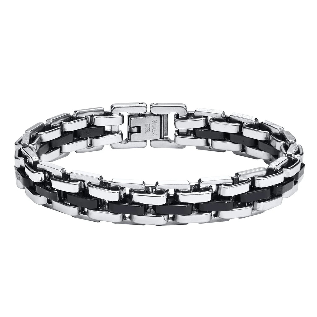 Vnox Thick Masculine Wtach Band Link Bracelets for Men, 11mm Stainless Steel Handmade Link Wristband, Gentle Punk Gift for Him