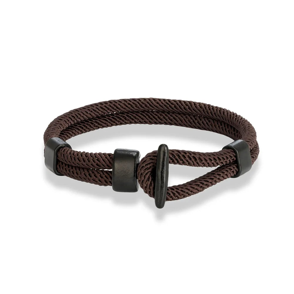 Aegis Hook Rope Bracelet – Double Strand Nautical Survival Style with Brushed Black Easy Hook, Minimalist Design for Men