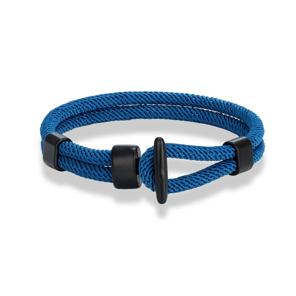 Aegis Hook Rope Bracelet – Double Strand Nautical Survival Style with Brushed Black Easy Hook, Minimalist Design for Men