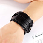 XQNI Vintage Black Brown Belt Bracelet Double Safety Clasps Leather Men Bangles For Men Birthday Bandage Wrap Charm Bracelet