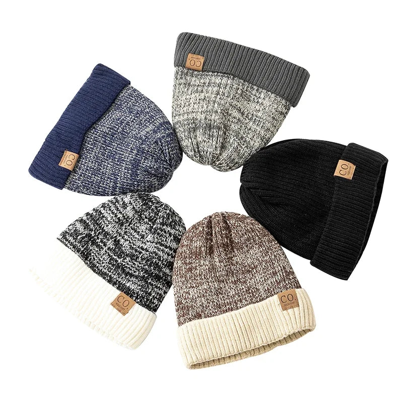 Turdunum Two-Tone Winter Beanie – Fur-Lined Knit Hat for Men & Women | Warm Casual Cap
