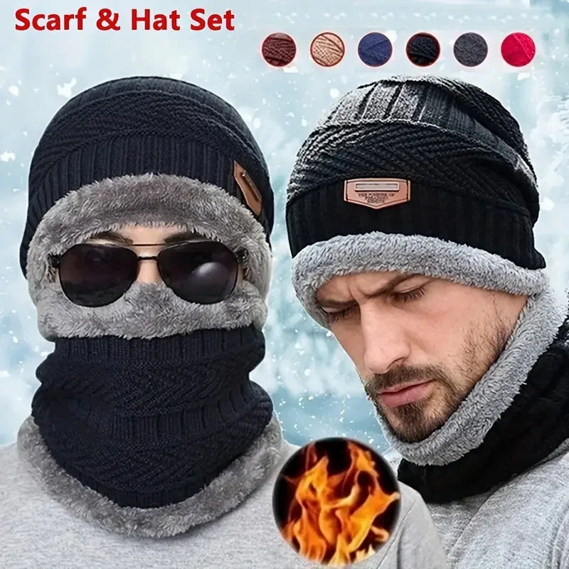 Nordic Fleece Winter Set – 3-Piece Knitted Set with Hat, Scarf, and Touchscreen Gloves, Fleece-Lined for Maximum Warmth and Comfort