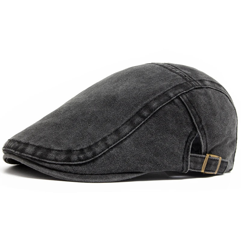 Hispalis Vintage Cotton Beret – Retro-Style Flat Cap with Visor, Casual and Adjustable for Summer & Autumn