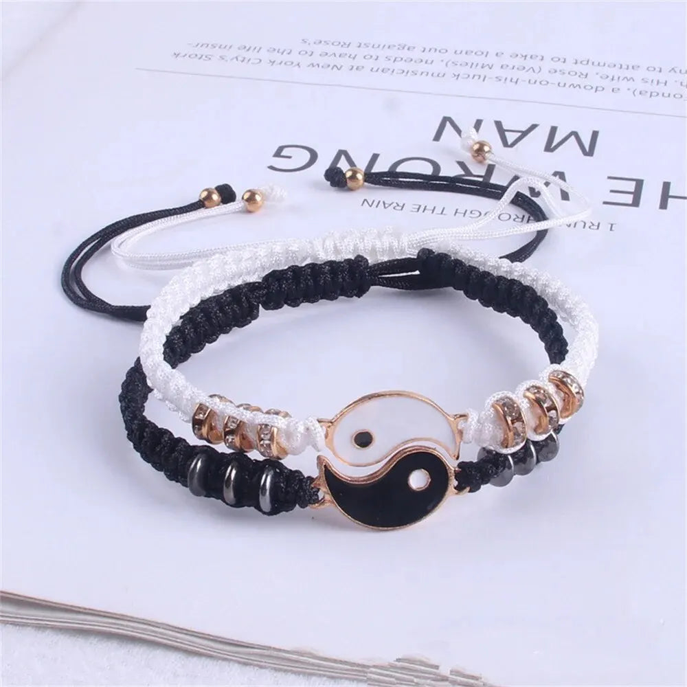 Yin Balance Bracelet Set – Couple Adjustable Cord Bracelets (2PCS)