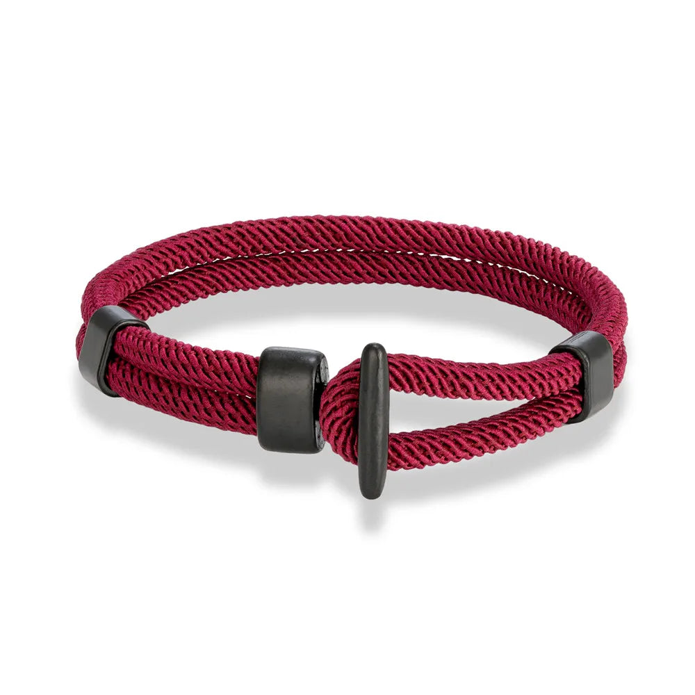 Aegis Hook Rope Bracelet – Double Strand Nautical Survival Style with Brushed Black Easy Hook, Minimalist Design for Men