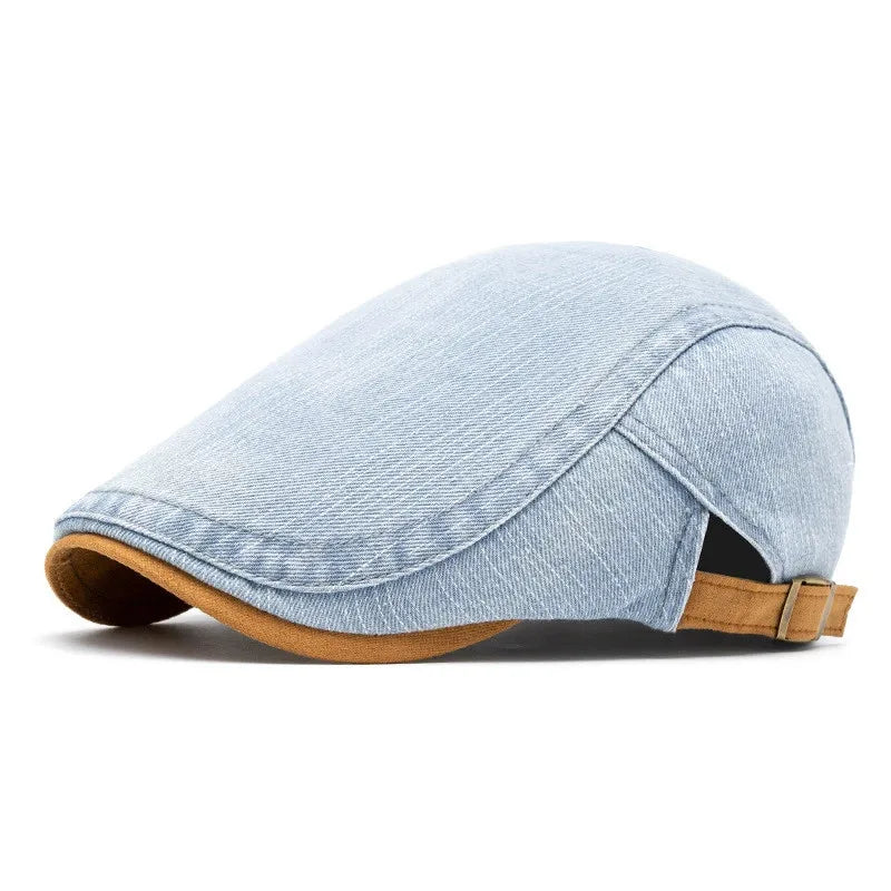 Cotton solid newsboy cap for men
