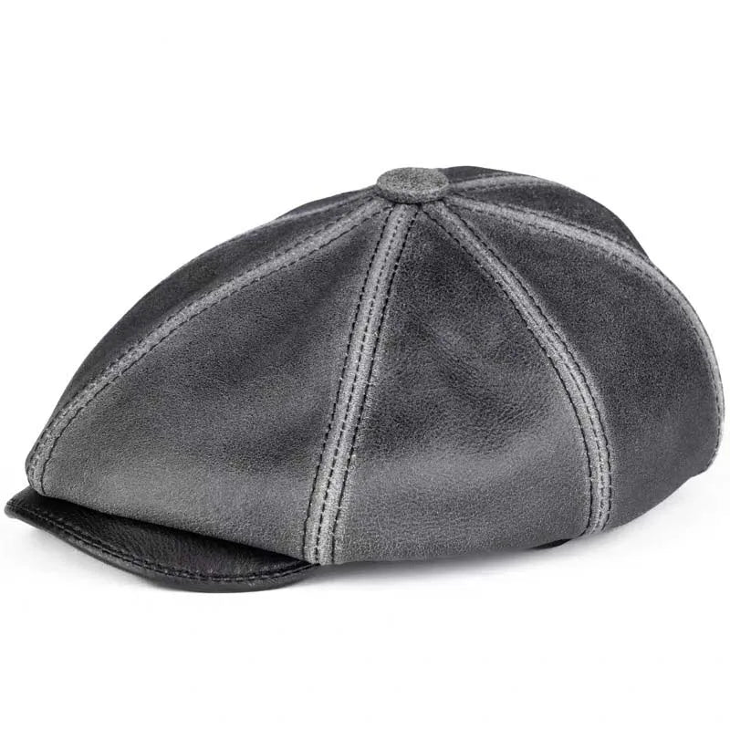 Petrópolis Leather Newsboy — Octagonal Beret