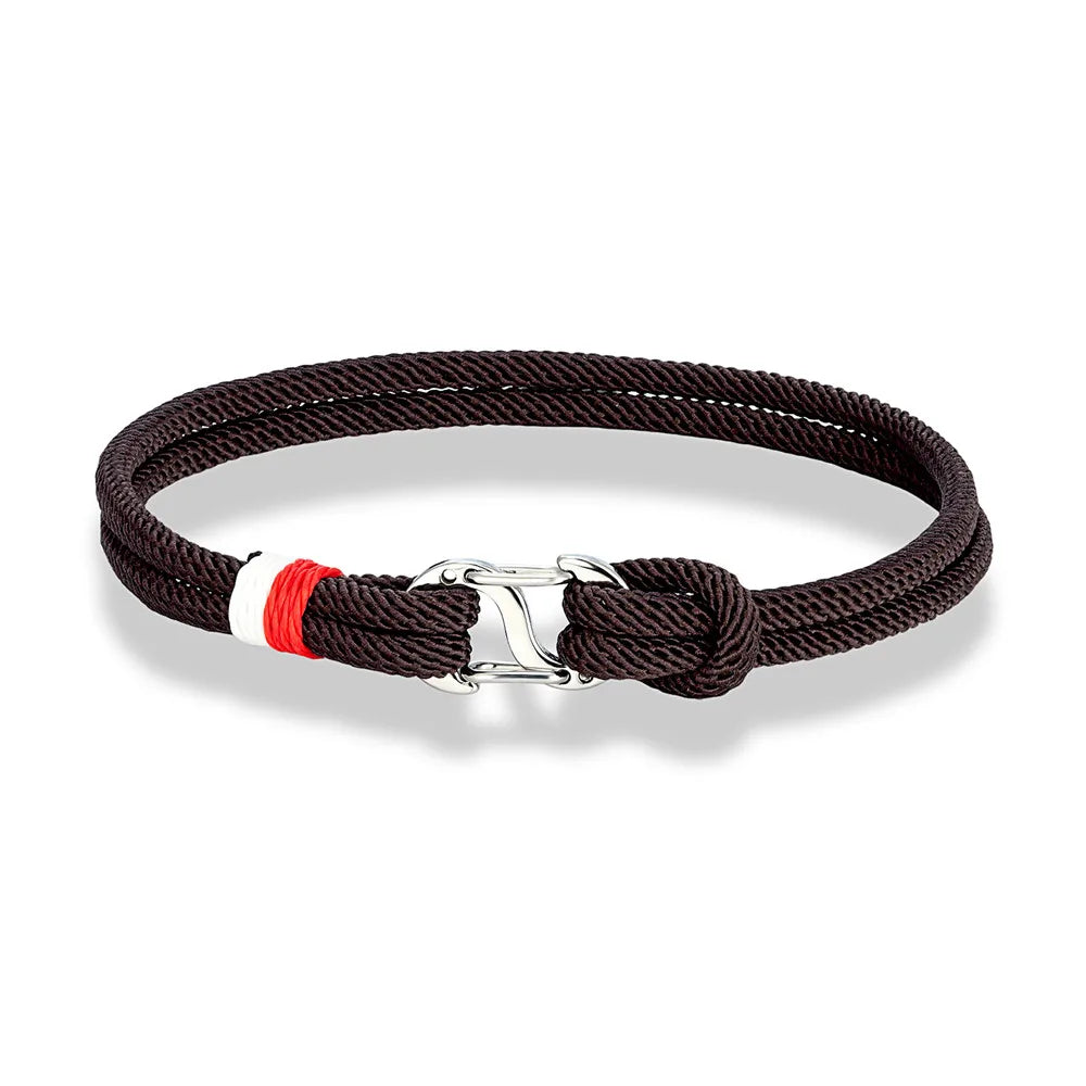 Mariner Braided Rope Bracelet – Navy Blue Survival Style with Stainless Steel Double Push Carabiner Clasp, Durable Design for Men