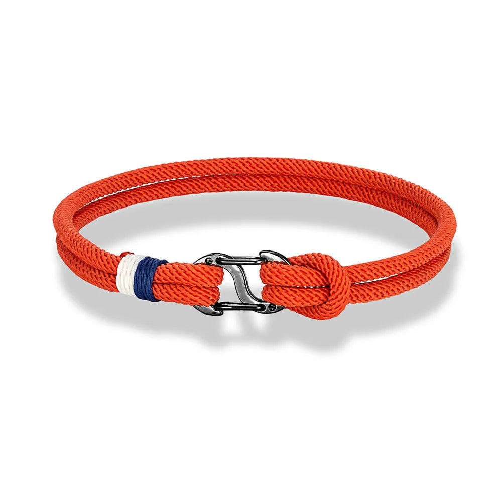 Aegir Nautical Rope Bracelet – Double Strand Surfer Style with Black Stainless Steel Carabiner Clasp, Sleek and Durable Design for Men