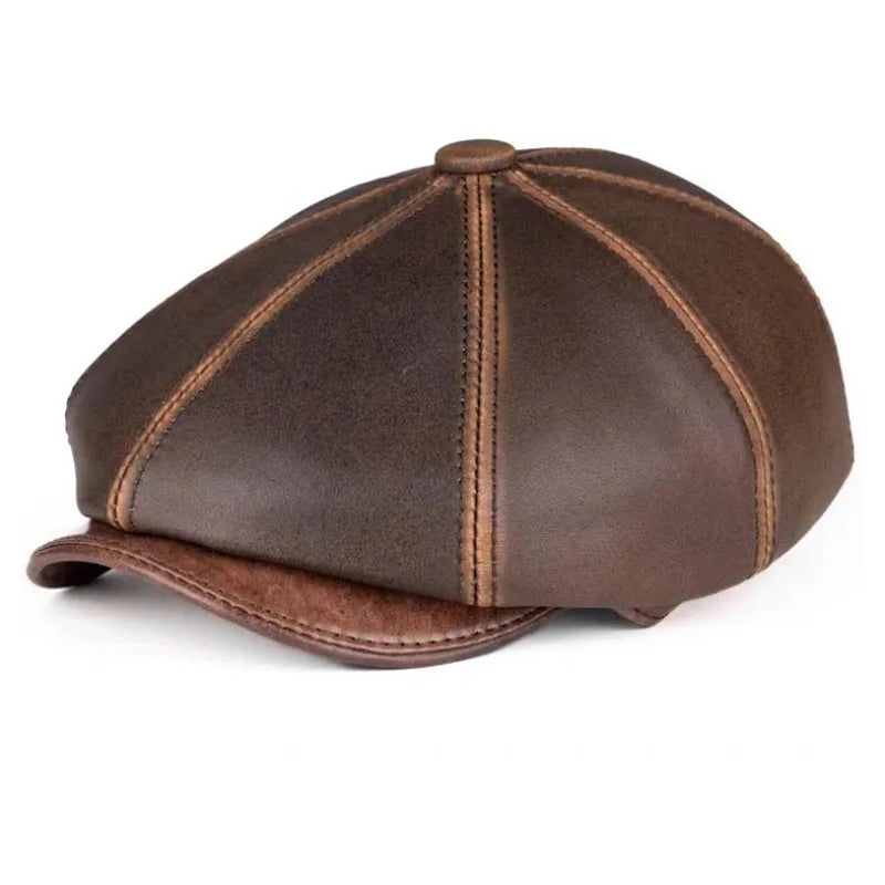 Petrópolis Leather Newsboy — Octagonal Beret