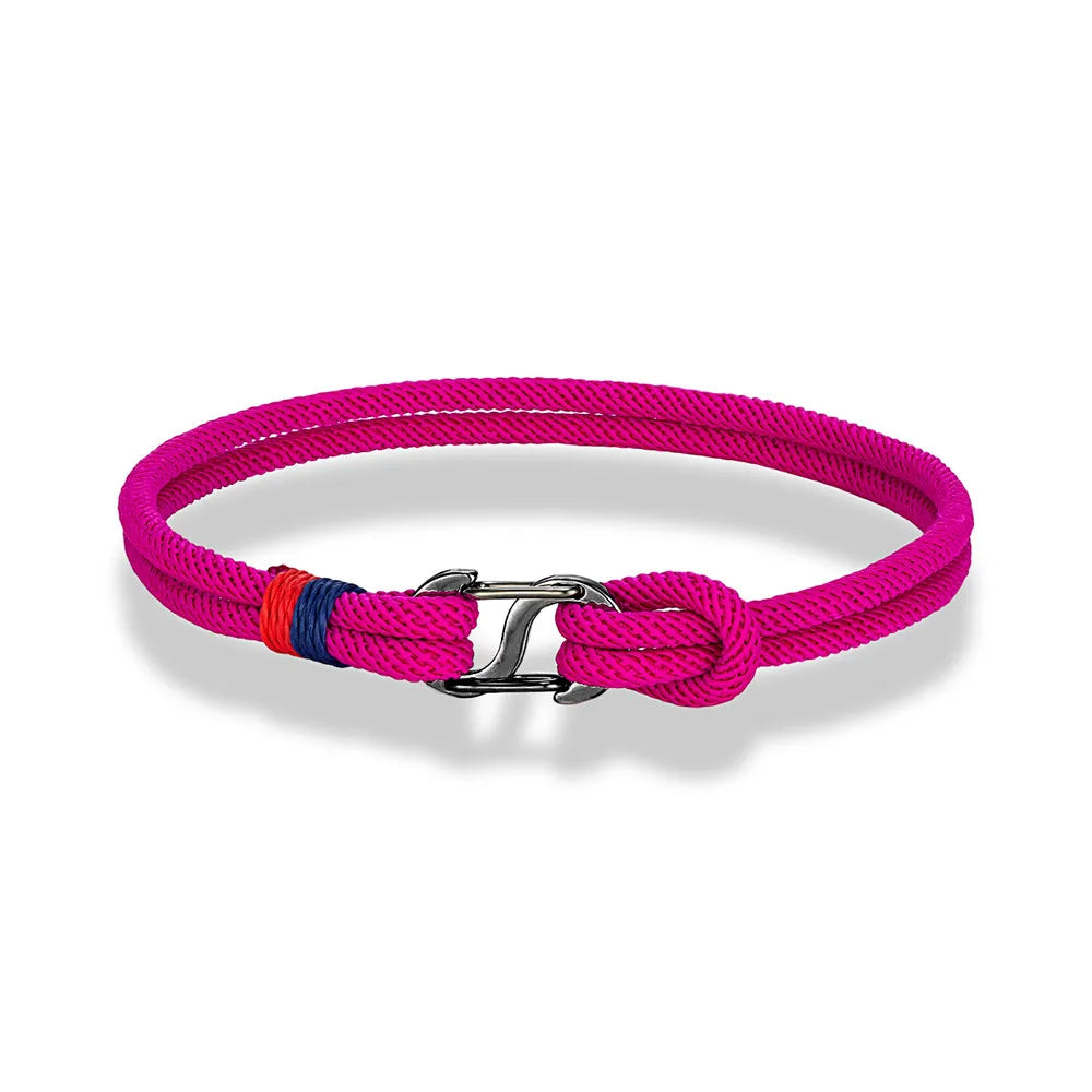 Aegir Nautical Rope Bracelet – Double Strand Surfer Style with Black Stainless Steel Carabiner Clasp, Sleek and Durable Design for Men
