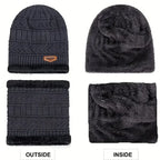 Nordic Fleece Winter Set – 3-Piece Knitted Set with Hat, Scarf, and Touchscreen Gloves, Fleece-Lined for Maximum Warmth and Comfort