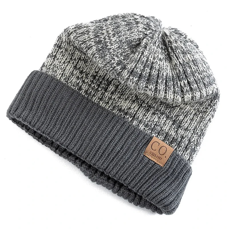 Turdunum Two-Tone Winter Beanie – Fur-Lined Knit Hat for Men & Women | Warm Casual Cap