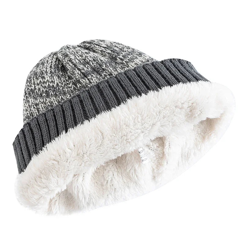 Turdunum Two-Tone Winter Beanie – Fur-Lined Knit Hat for Men & Women | Warm Casual Cap