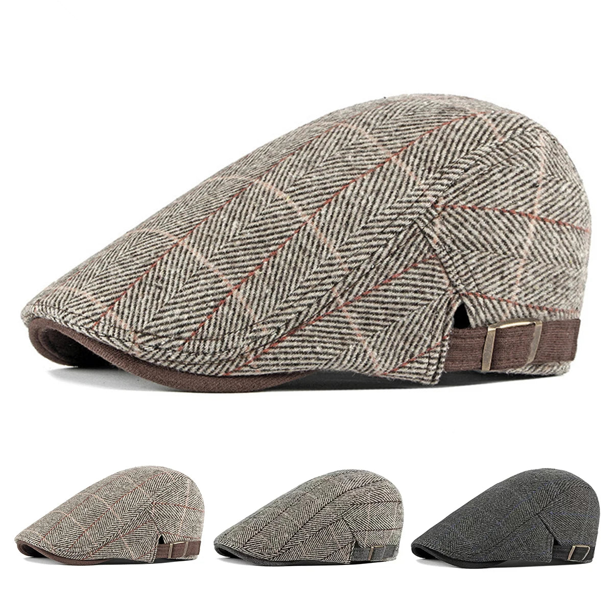 Cambridge Lattice Newsboy Cap – British-Inspired Adjustable Flat Cap with Hip Hop Touch, Ideal for Spring and Summer