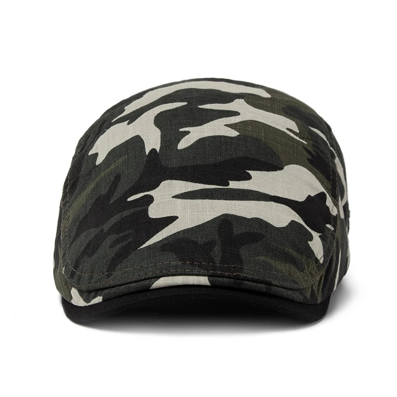 Wexford Camouflage Beret – Lightweight and Breathable Cotton-Linen Flat Cap with Visor, Adjustable Design for Casual Summer Wear