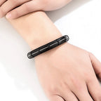 Titan Edge Bracelet – Men’s Leather & Stainless Steel Magnetic Bracelet