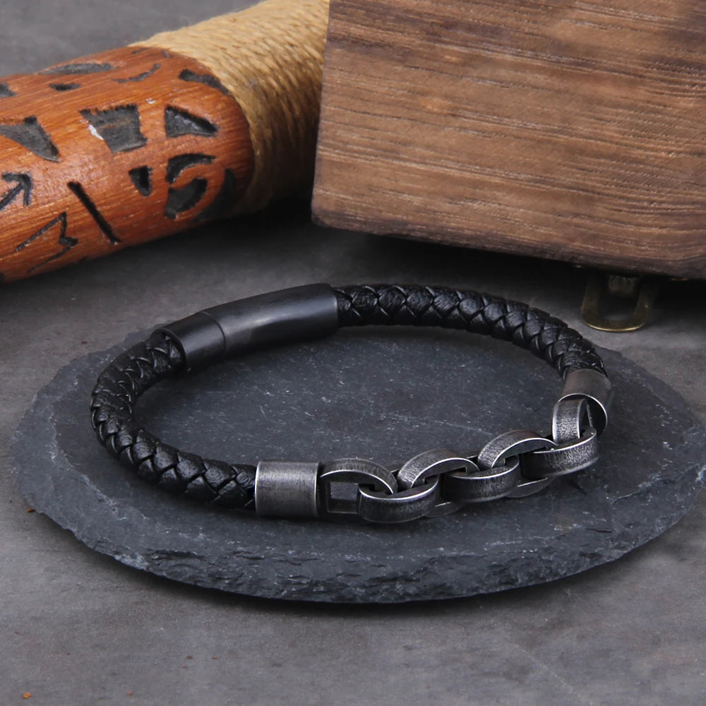 Infinity Forge Bracelet – Men’s Genuine Leather Braided Bracelet