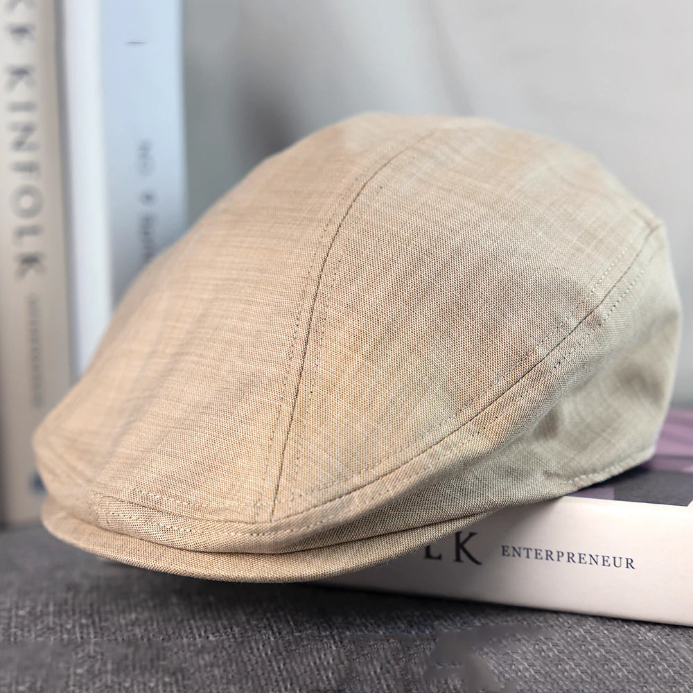 Linen duckbill driving hat for men