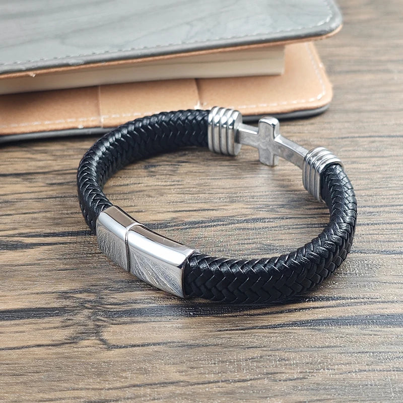 Tarija Cross Bracelet – Leather & Stainless Steel