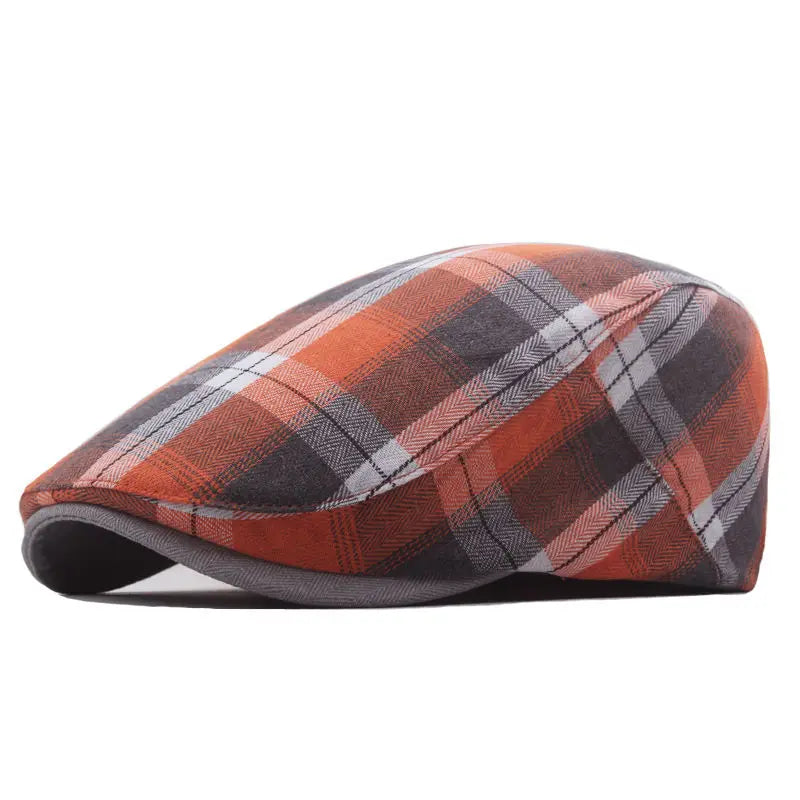 Stratford Striped Newsboy Cap – Polyester Flat Cap with Classic Print, Retro Painter Style for All Seasons