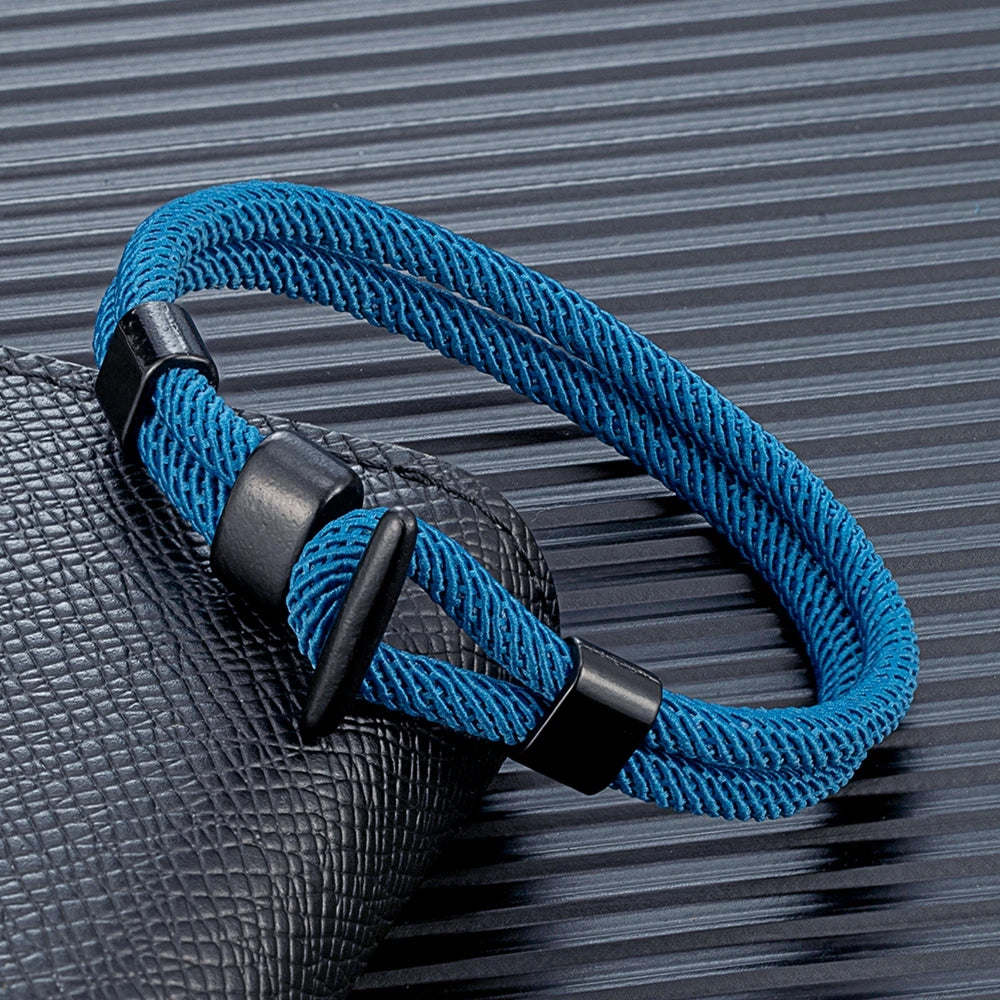 Aegis Hook Rope Bracelet – Double Strand Nautical Survival Style with Brushed Black Easy Hook, Minimalist Design for Men