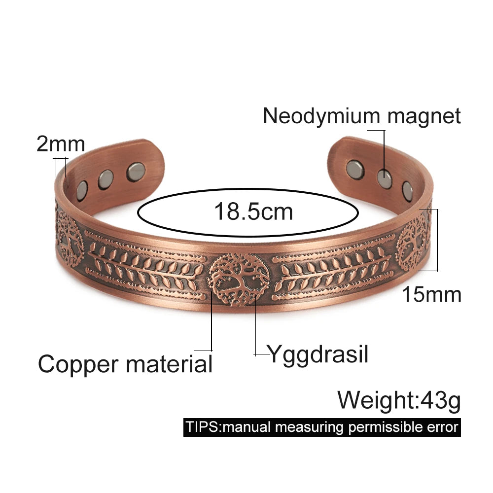Dimensions — Calama Copper Cuff, 15 mm wide, 43 g