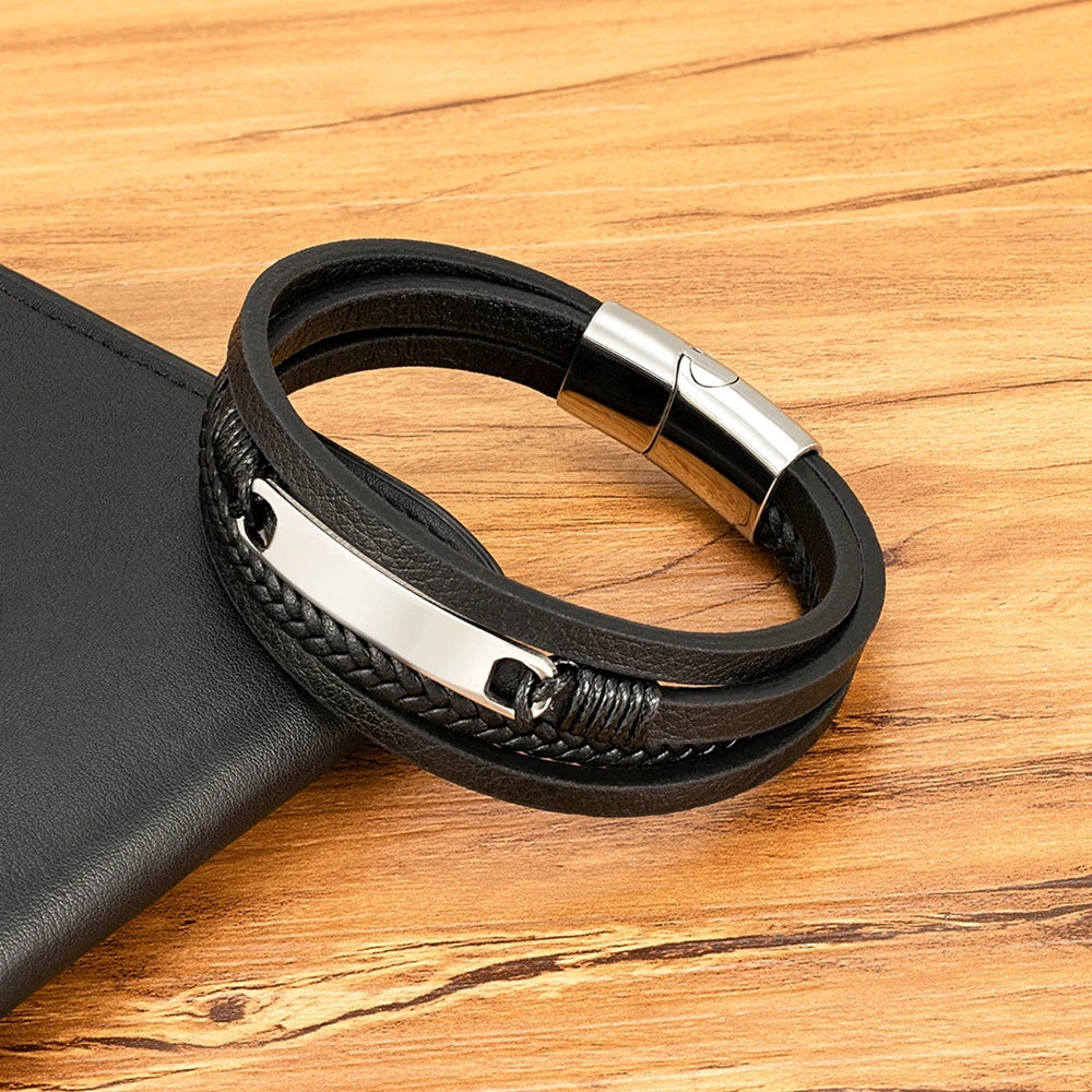 Ibagué Wrap Bracelet – Braided Leather & Steel
