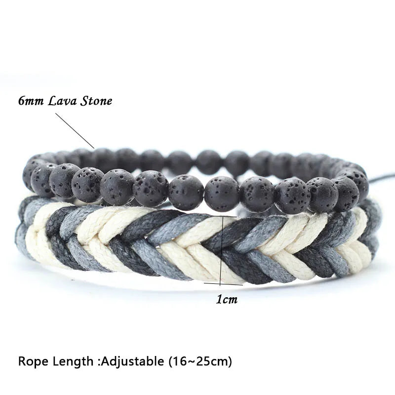 Natural Stone Couple Bracelet Set – Handmade Connection Jewelry