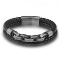 2025 Fashion Multi layered Stainless Steel Charm Viking Leather Bracelet Men's Woven Bracelet Punk Jewelry Homme Accessories