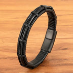 Titan Edge Bracelet – Men’s Leather & Stainless Steel Magnetic Bracelet