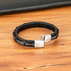 Titan Edge Bracelet – Men’s Leather & Stainless Steel Magnetic Bracelet