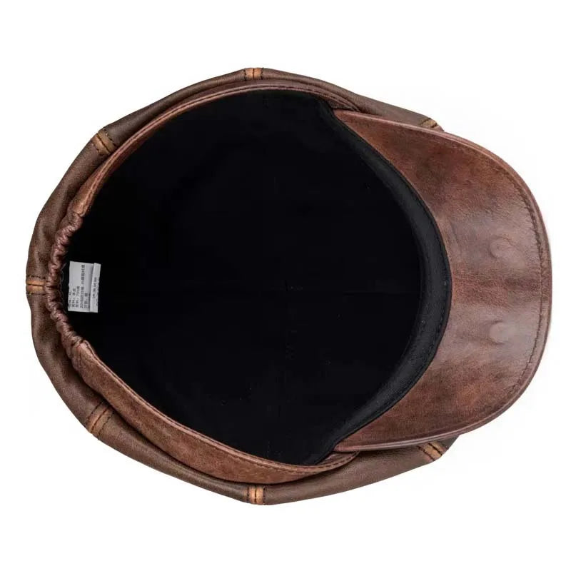 Petrópolis Leather Newsboy — Octagonal Beret