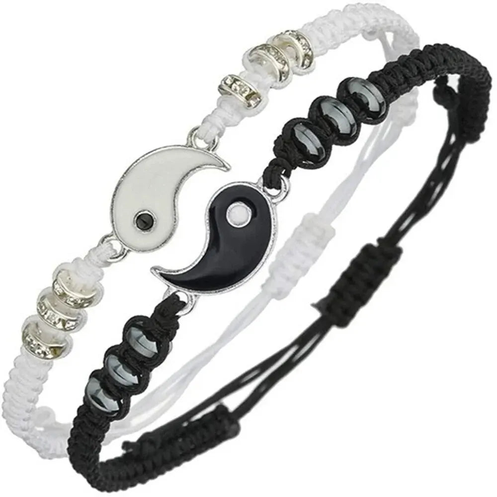 Yin Balance Bracelet Set – Couple Adjustable Cord Bracelets (2PCS)