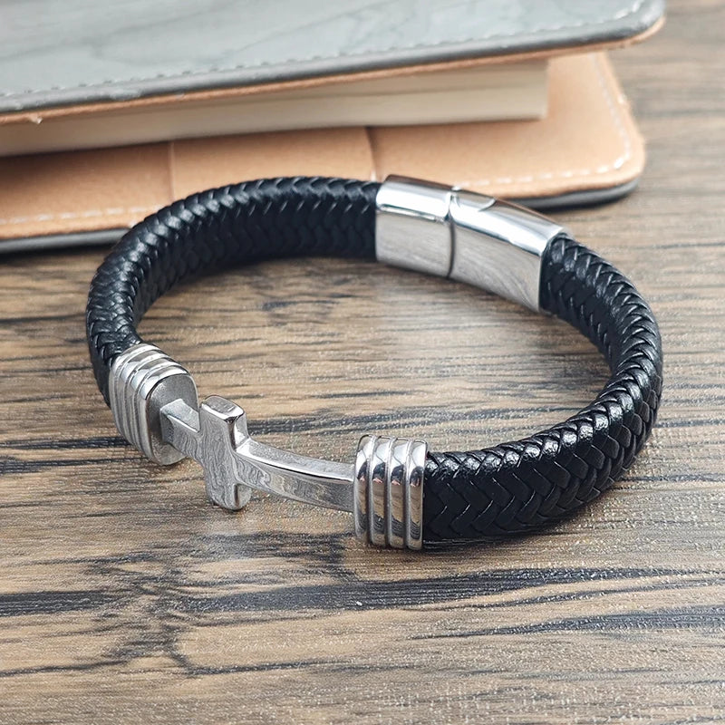 Tarija Cross Bracelet – Leather & Stainless Steel