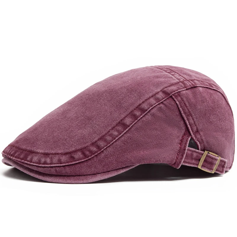 Hispalis Vintage Cotton Beret – Retro-Style Flat Cap with Visor, Casual and Adjustable for Summer & Autumn
