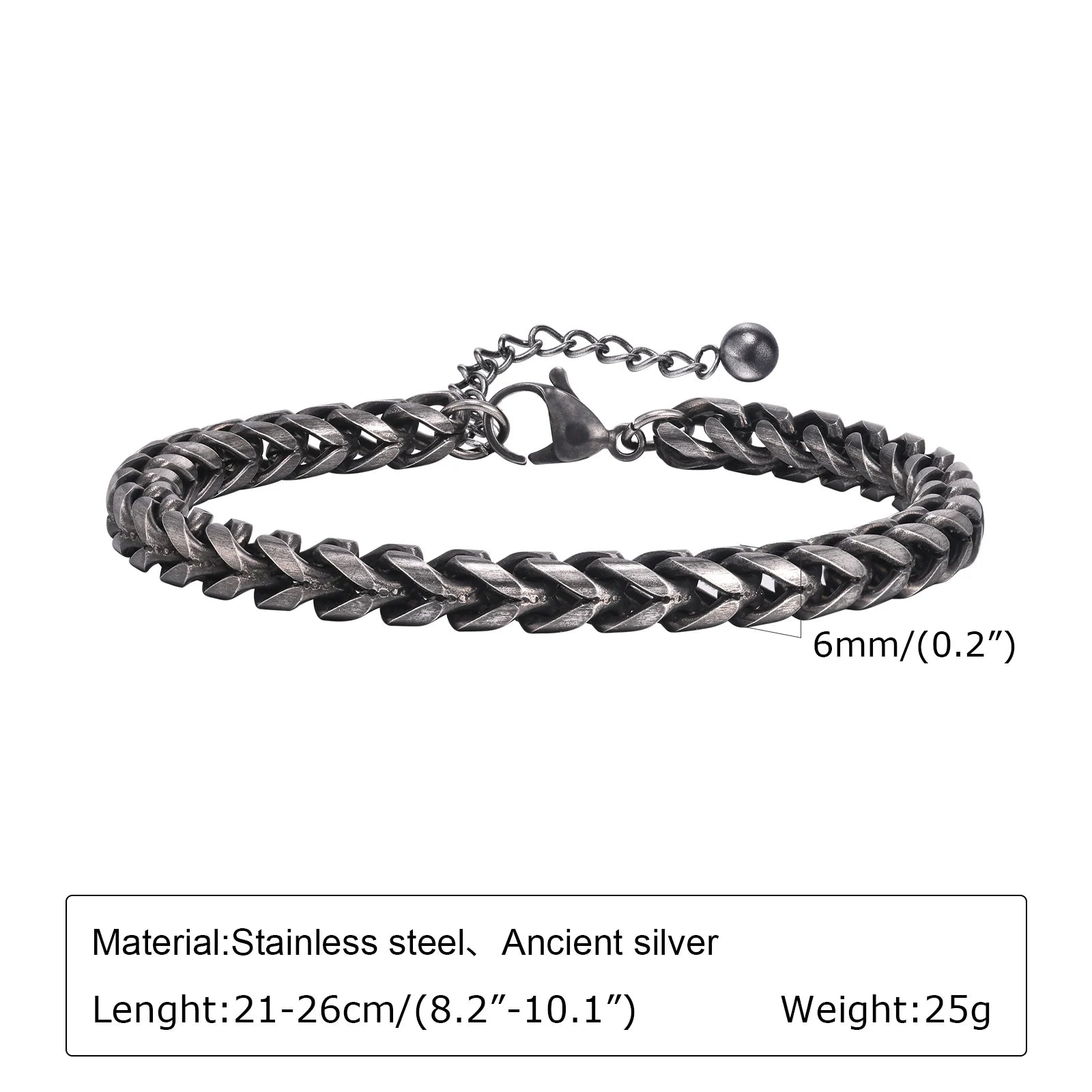 Men's Byzantine Chain Bracelet — Stainless Steel Braided Link Wristband