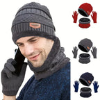 Nordic Fleece Winter Set – 3-Piece Knitted Set with Hat, Scarf, and Touchscreen Gloves, Fleece-Lined for Maximum Warmth and Comfort