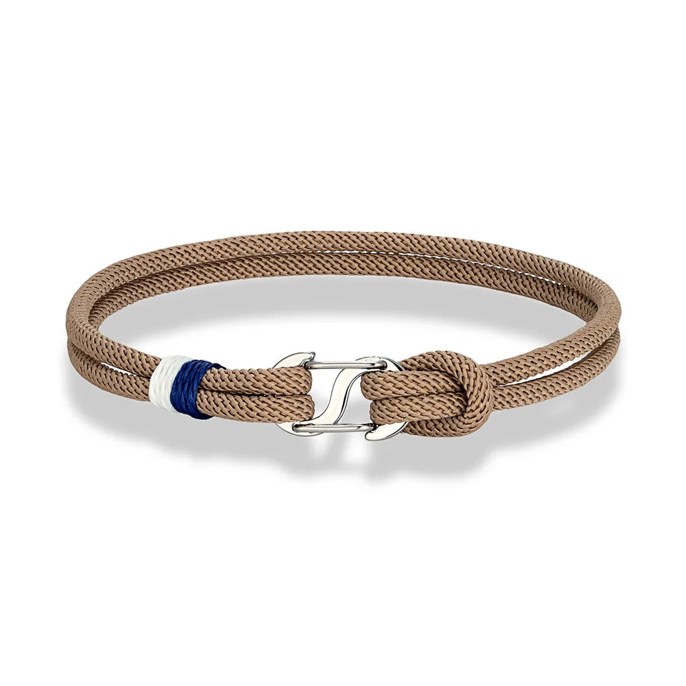 Mariner Braided Rope Bracelet – Navy Blue Survival Style with Stainless Steel Double Push Carabiner Clasp, Durable Design for Men