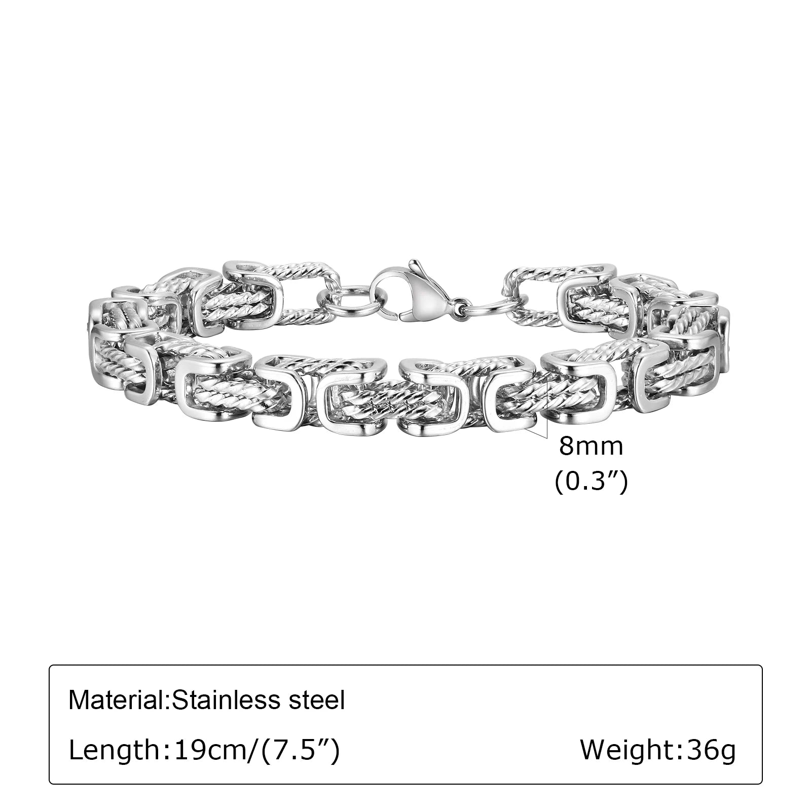 Sorrento Byzantine Bracelet – Stainless Steel 8mm