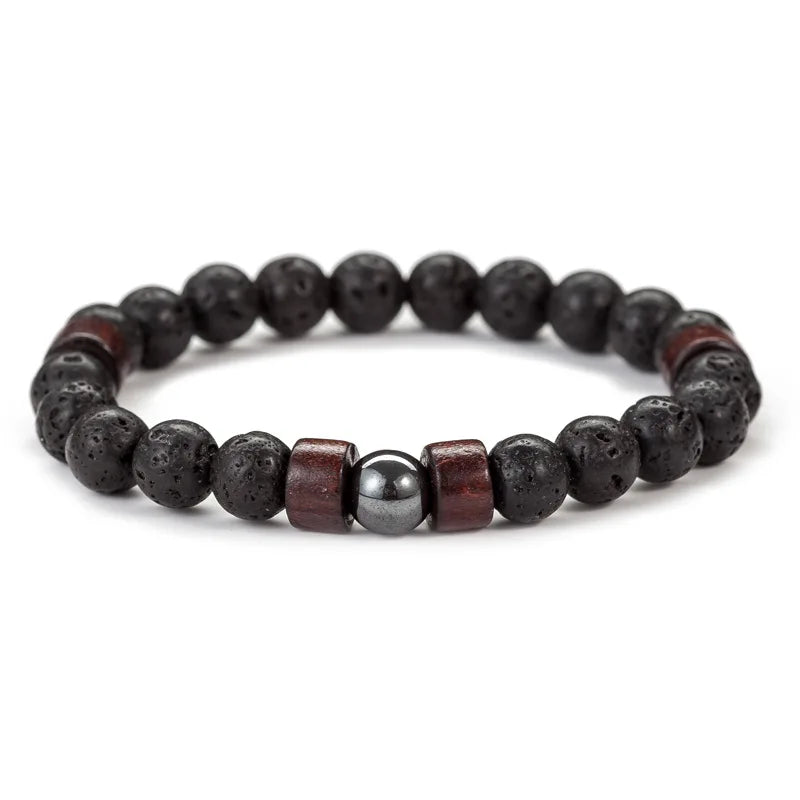 Lava Core Bracelet – Men’s 8mm Volcanic Stone Bead Bracelet