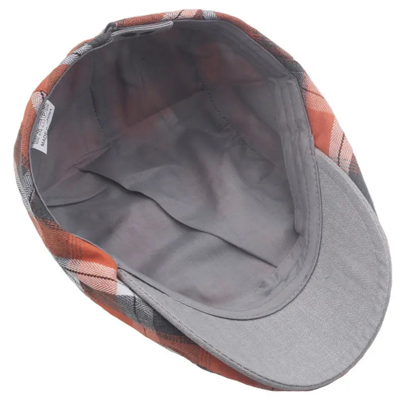 Stratford Striped Newsboy Cap – Polyester Flat Cap with Classic Print, Retro Painter Style for All Seasons
