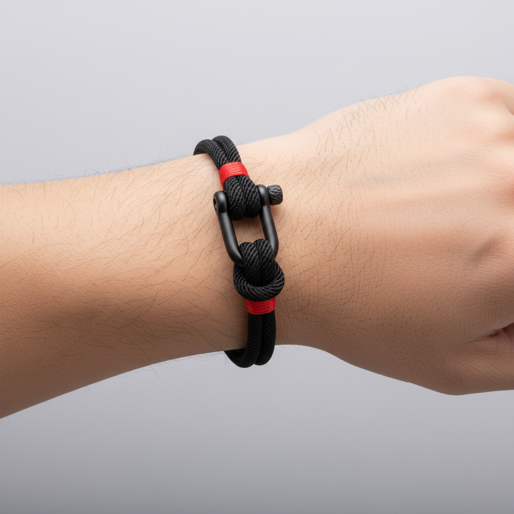Black Steel Bracelet — No Pulso