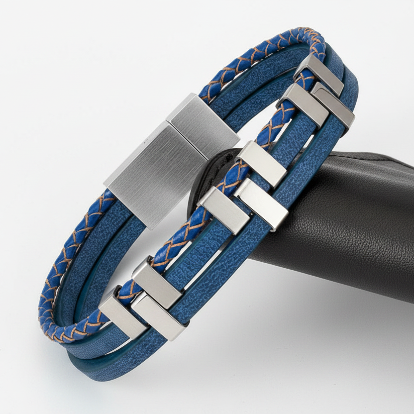 Blue bracelet com suporte — fundo branco