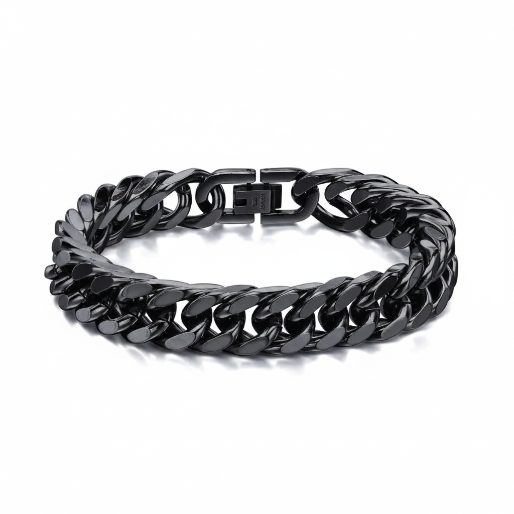 Bogotá Cuban Chain Bracelet – Black 10mm Hero