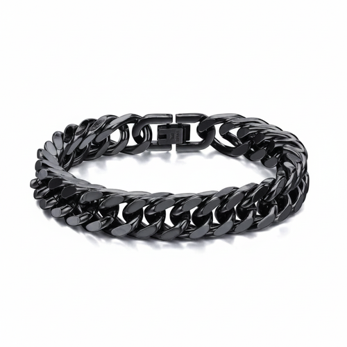 Bogotá Cuban Chain Bracelet – Black 10mm Hero
