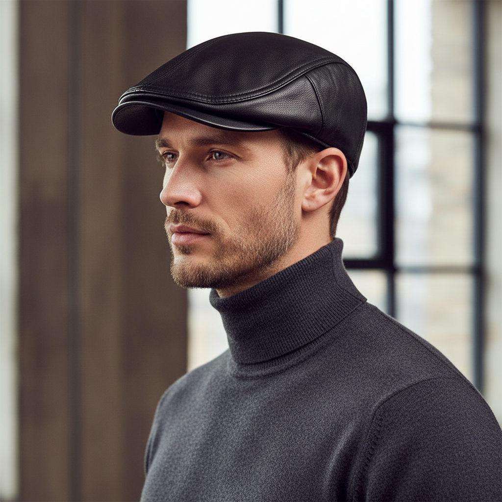 Concepción Leather Driving Cap — lifestyle