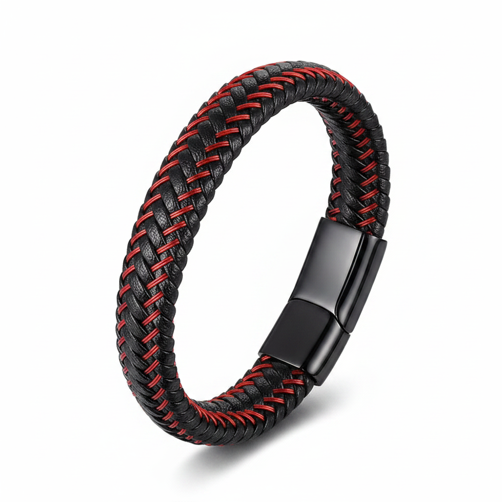 Coral Leather Bracelet — Hero em pé levemente inclinado